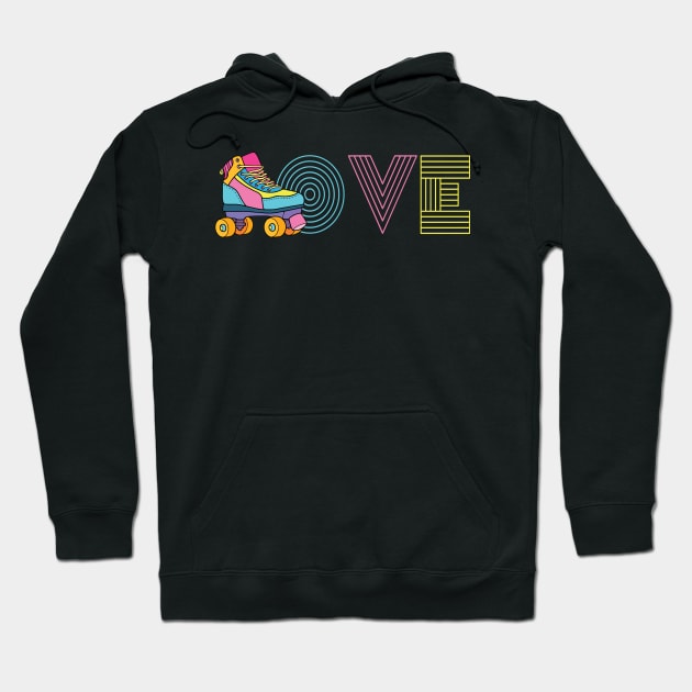 Vintage Roller Skating Clothes LOVE Skates Hoodie by Africanob